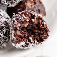 close-up of coconut chocolate balls