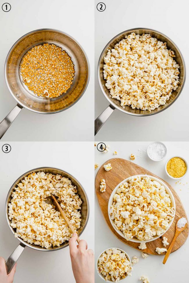 How to Make Stovetop Popcorn (Cheesy Vegan Popcorn) - Jessica in the Kitchen