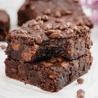 eggless brownies with a bite taken out
