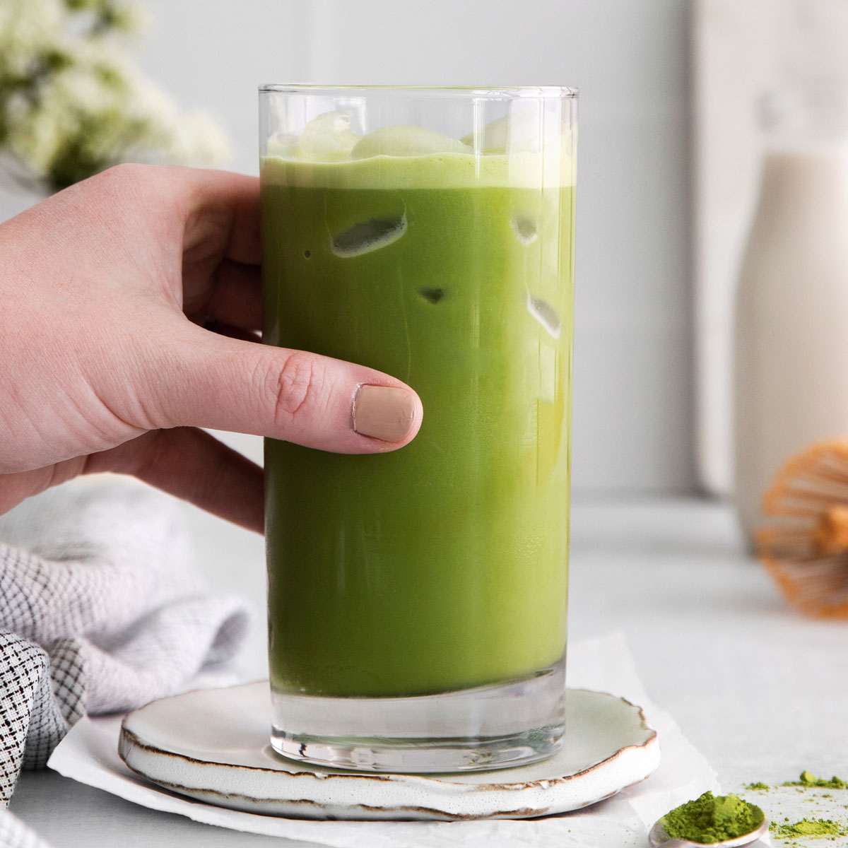 Iced Vanilla Matcha Latte (Starbucks Copycat) - Baking Ginger