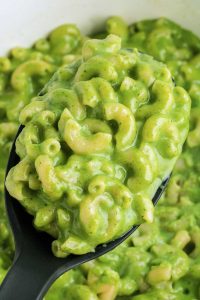 close-up of halloween mac and cheese