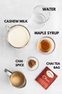 ingredients laid out to make an iced chai latte