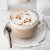 cup with french vanilla cappuccino and cinnamon on top