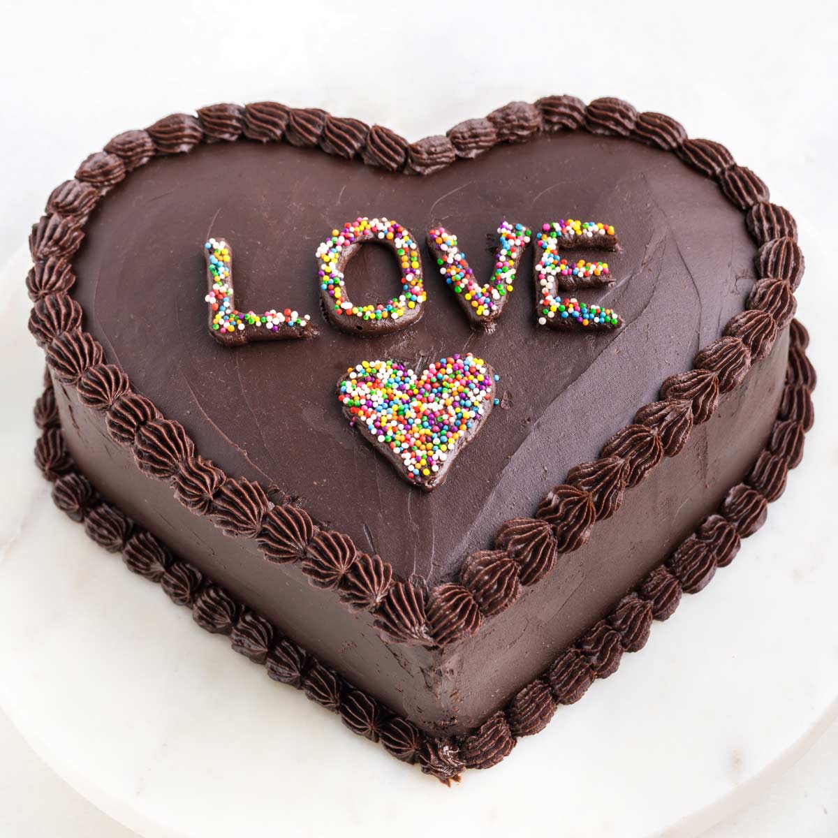 Chocolate shop heart cake