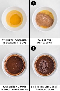 Process grid photos of steps 4 and 5 on how to make an easy chocolate cocoa pie