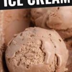 pin image for nutella ice cream showing a scoop in a loaf pan and a text saying rich and creamy